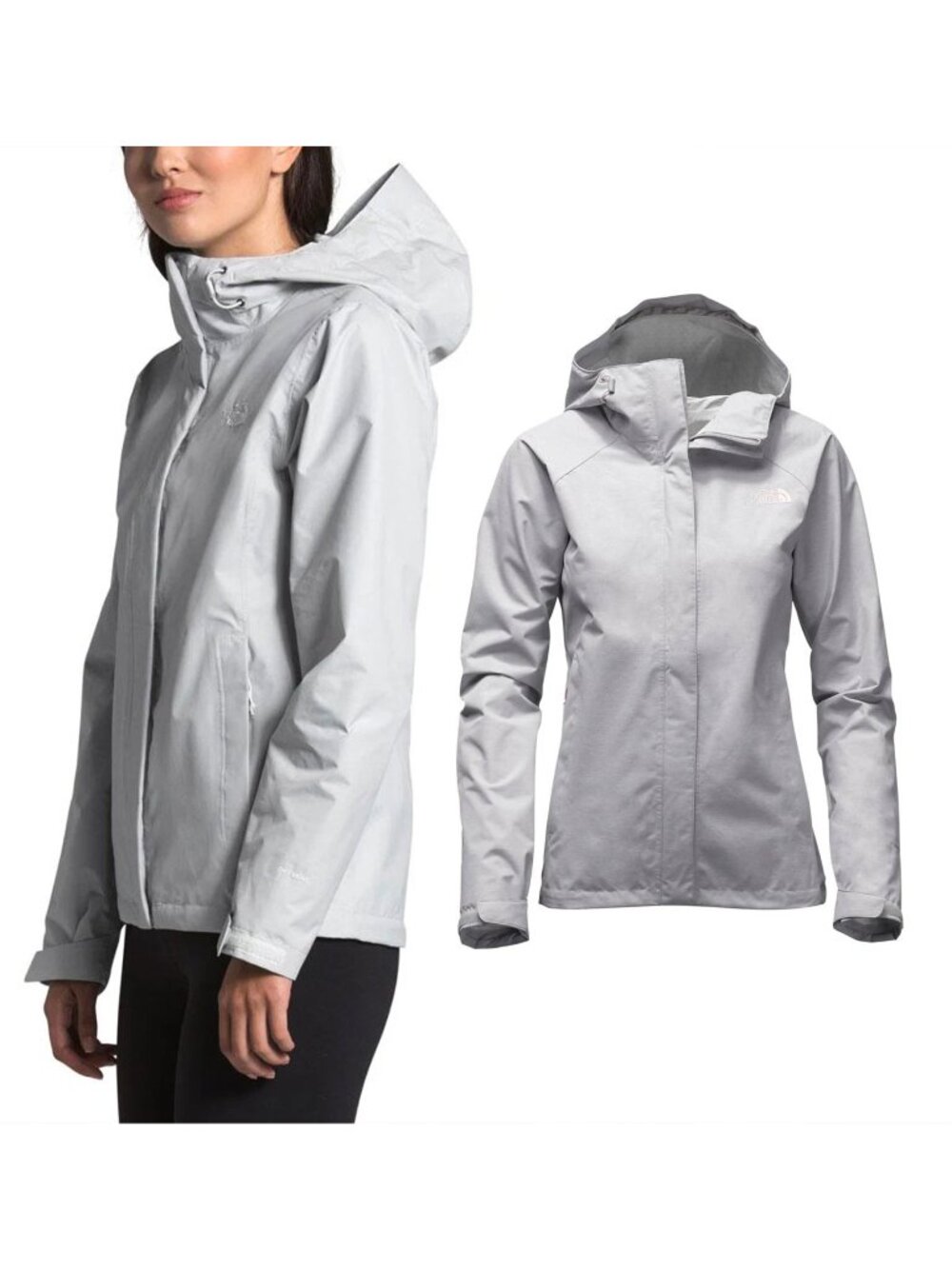 The North Face Rain Jacket Womens M Light Grey Heather Venture 2 Rain Dryvent